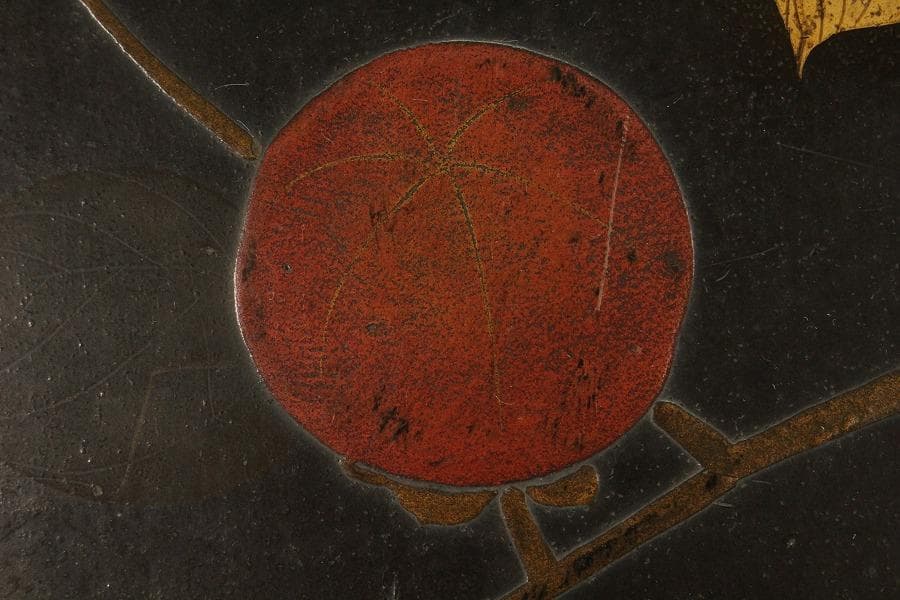 和楽器 果実 柿 蒔絵 時代 鼓箱(K-YC522)