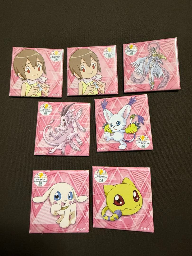 デジモン　キッチンカー　八神ヒカリ　テイルモン　進化スクエア缶バッジ6点セット