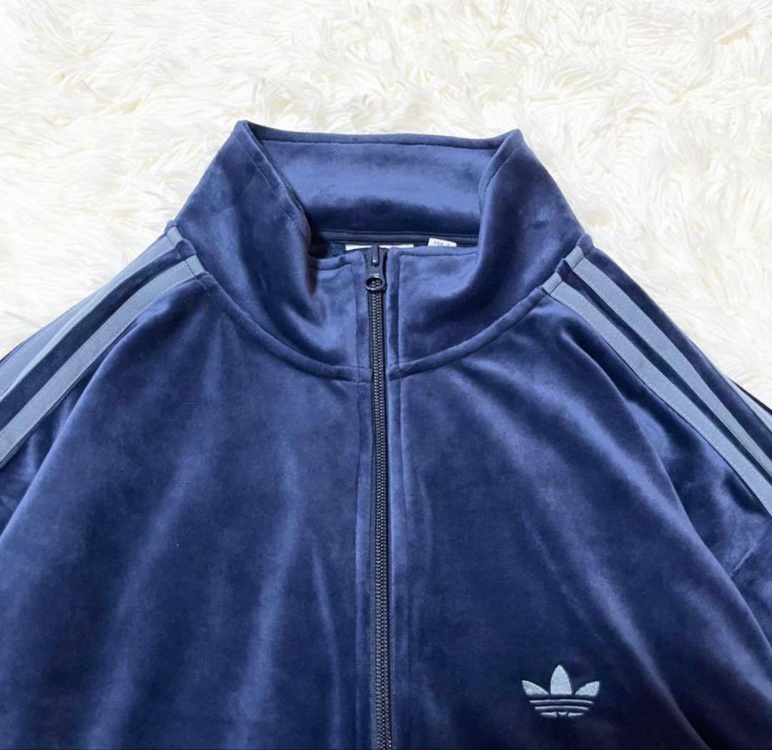 極美品 アディダス ベッケンバウアー ベロア トラックトップ M ネイビー