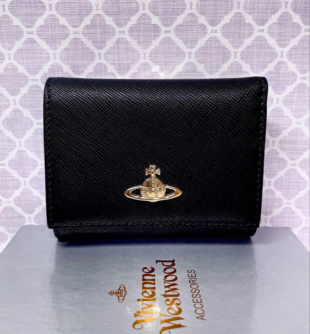 【大人気♡ショッパー付】新品 ヴィヴィアン・ウエストウッド　三折り財布 黒