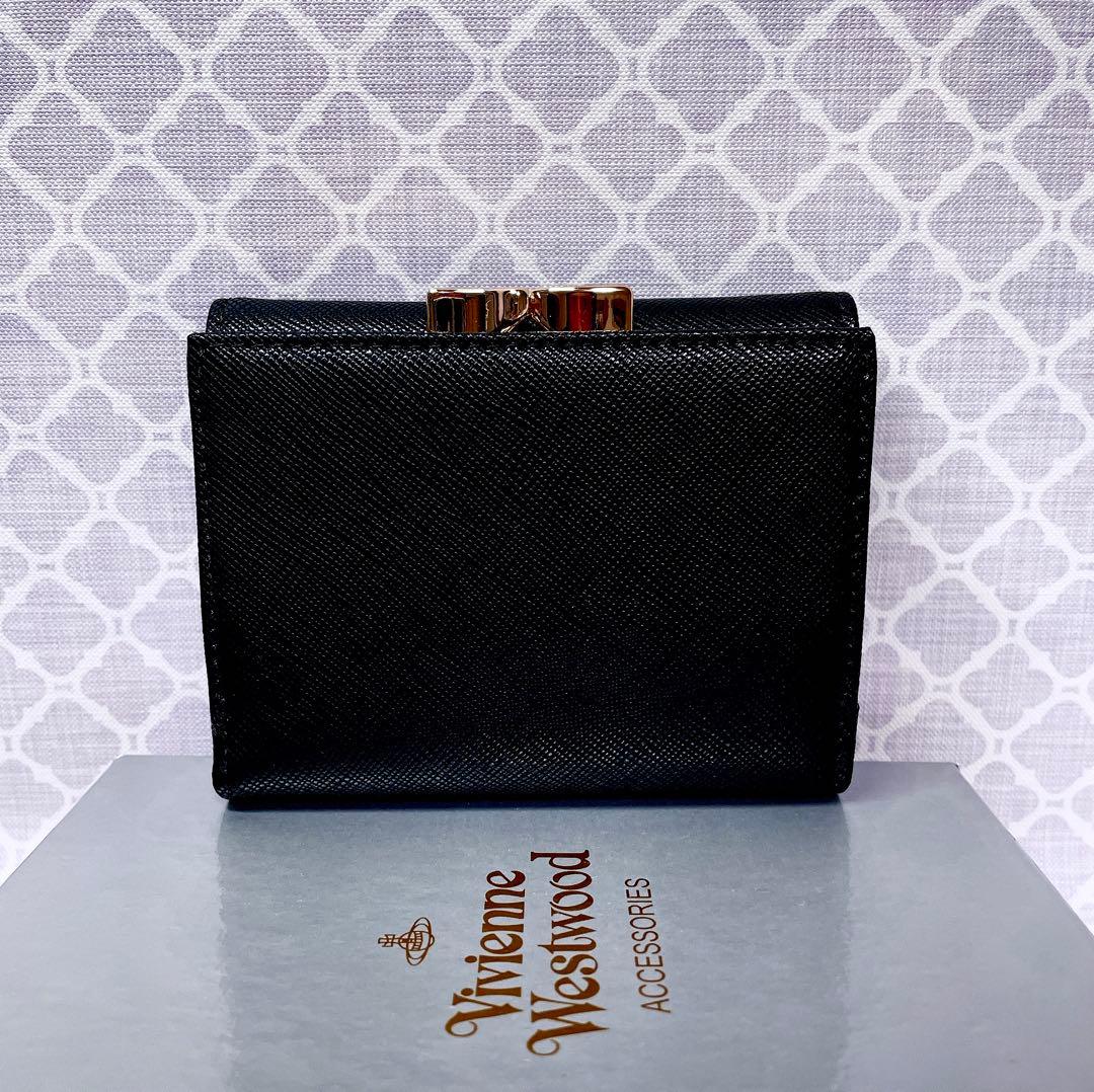 【大人気♡ショッパー付】新品 ヴィヴィアン・ウエストウッド　三折り財布 黒