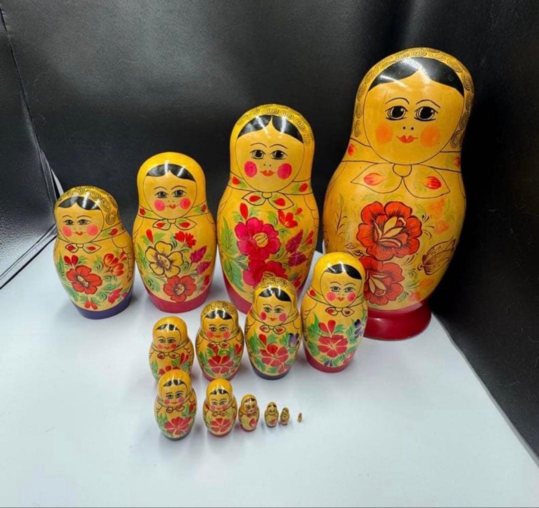 ソビエト　アンティーク　セミョーノフ社、巨大なマトリョーシカ　14組
