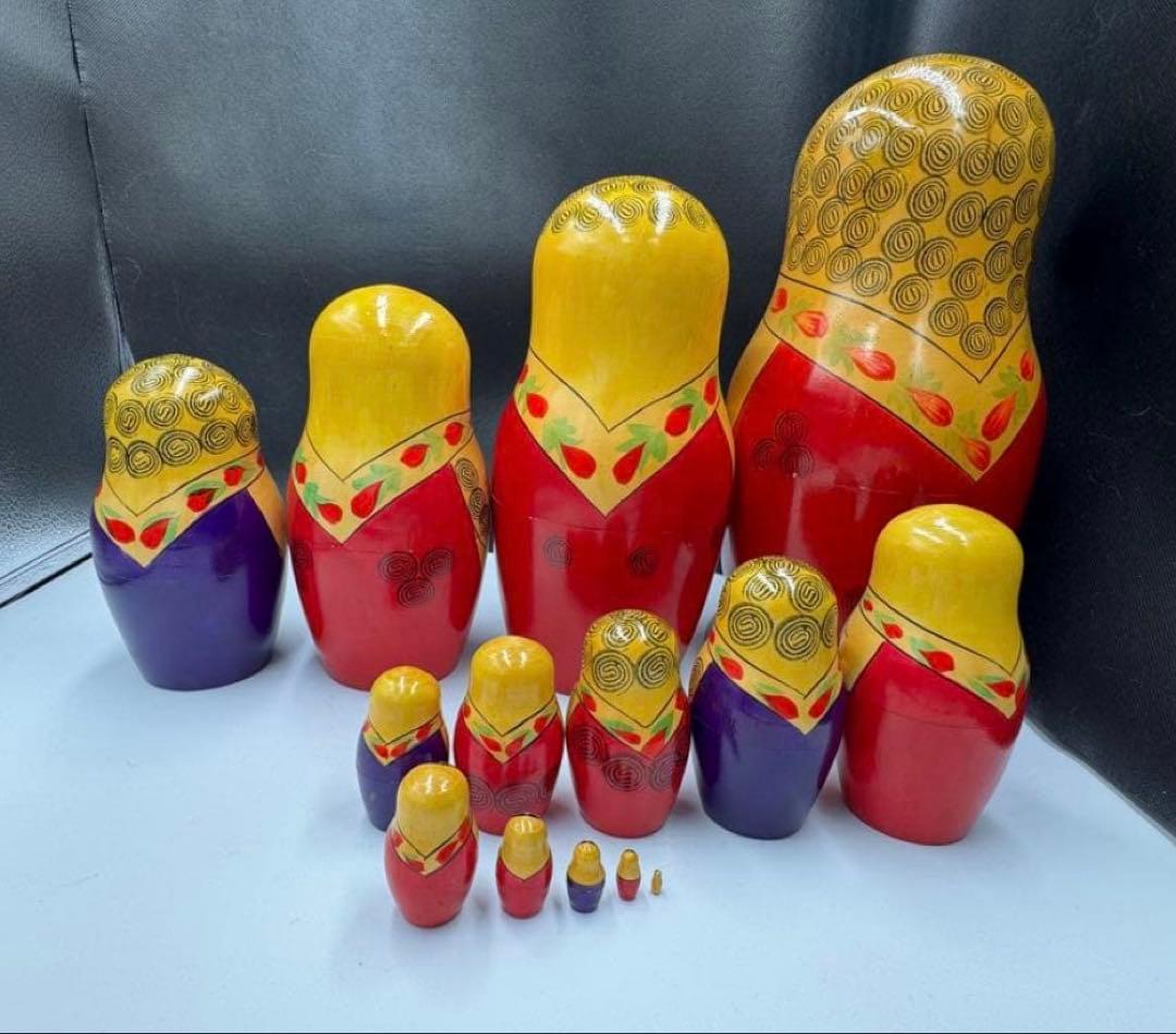 ソビエト　アンティーク　セミョーノフ社、巨大なマトリョーシカ　14組
