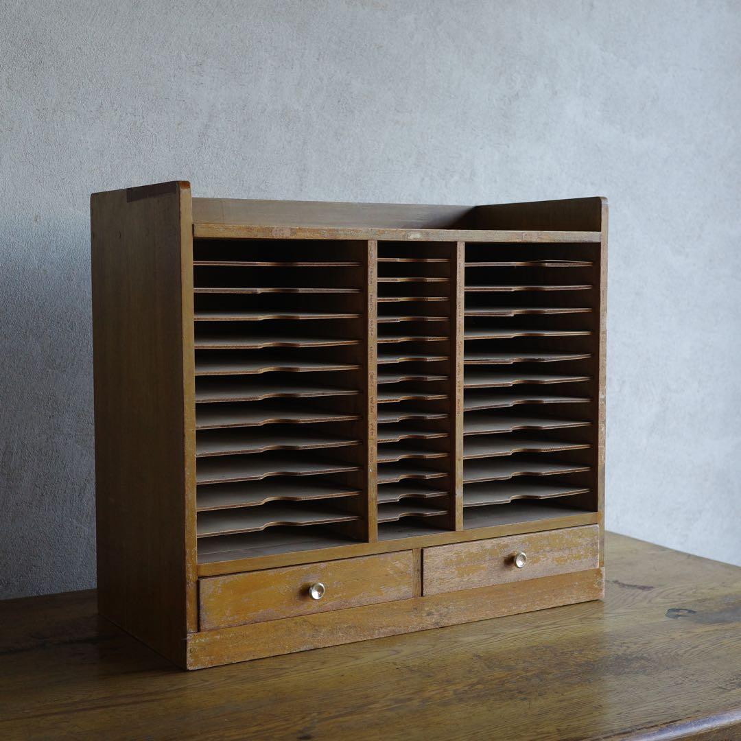 古家具　古いレトロなカルテ棚　レターラック