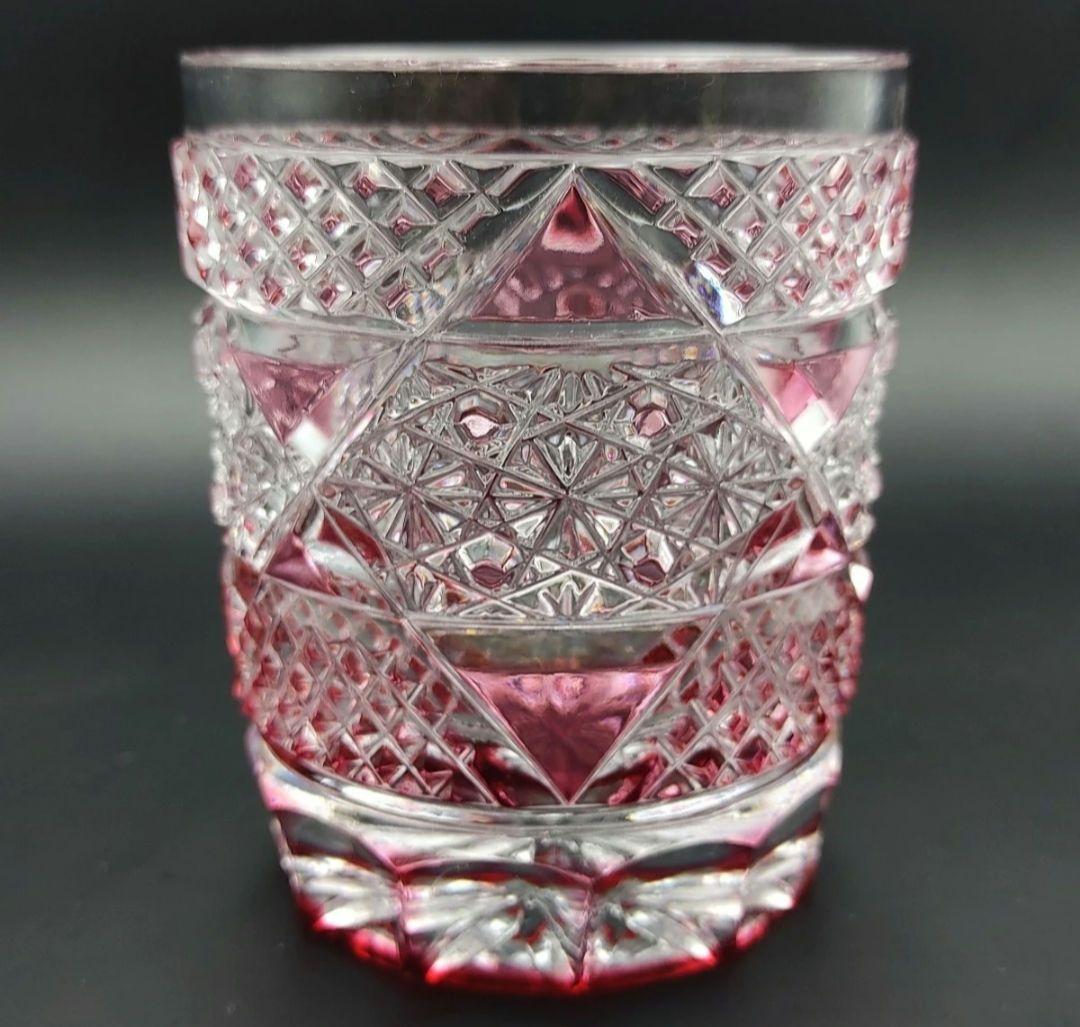 美品★薩摩切子 ロックグラス 酒器（切子、江戸切子、薩摩切子）
