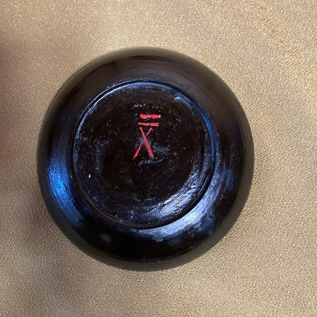 時代 根来塗 盆 5点 民芸（根来 伊万里） 15×2.5cm 木箱入り