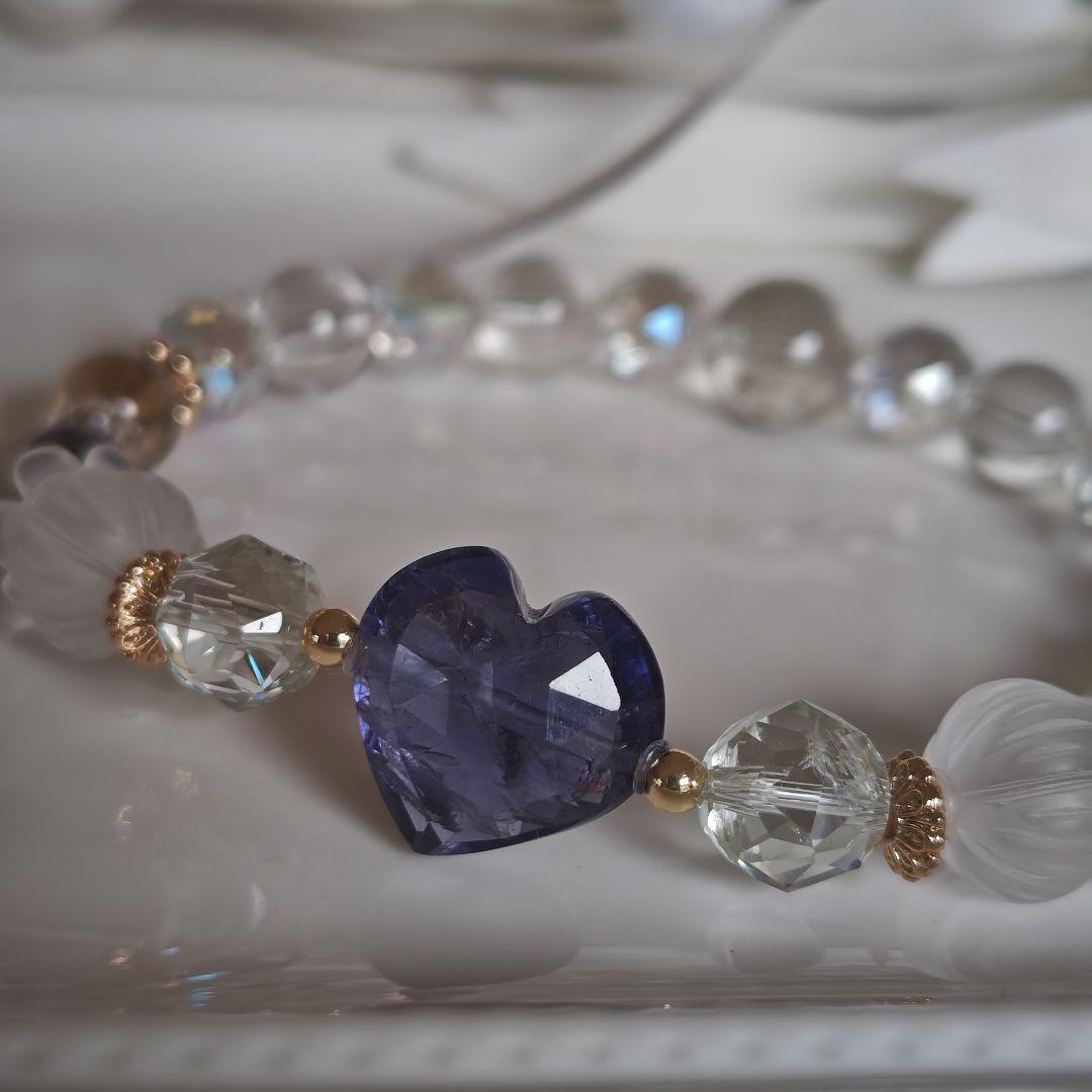 みゆ様♡専用です♡新作♡水ブレス✩宝石質アイオライト♡オーソクレース、グリーンア