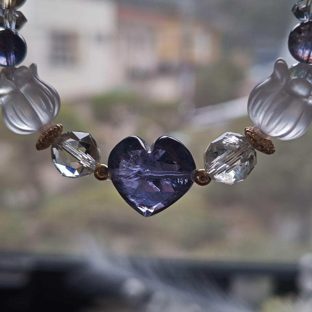 みゆ様♡専用です♡新作♡水ブレス✩宝石質アイオライト♡オーソクレース、グリーンア