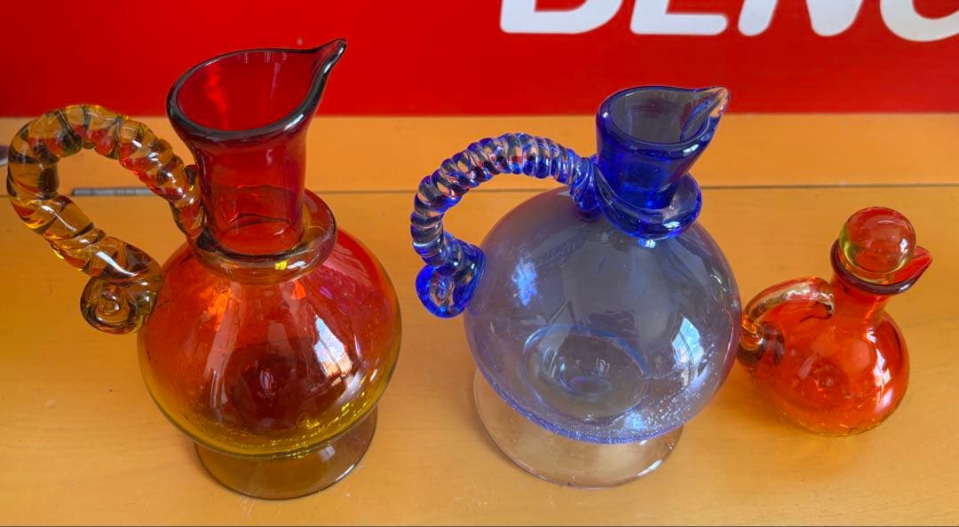 琉球ガラス　水差し　ガラス細工　置物　インテリア　3個セット