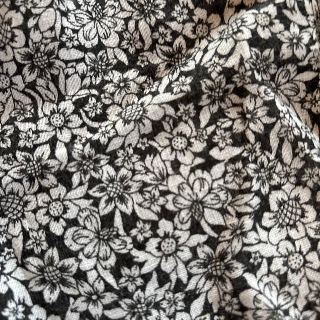 nest Robe リネンブラックフラワープリントギャザーパンツ