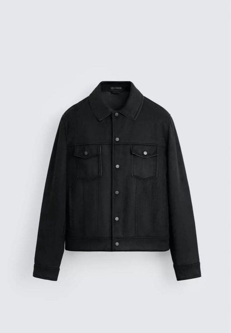 ZARA 黒 フェイクスエード トレンドジャケット