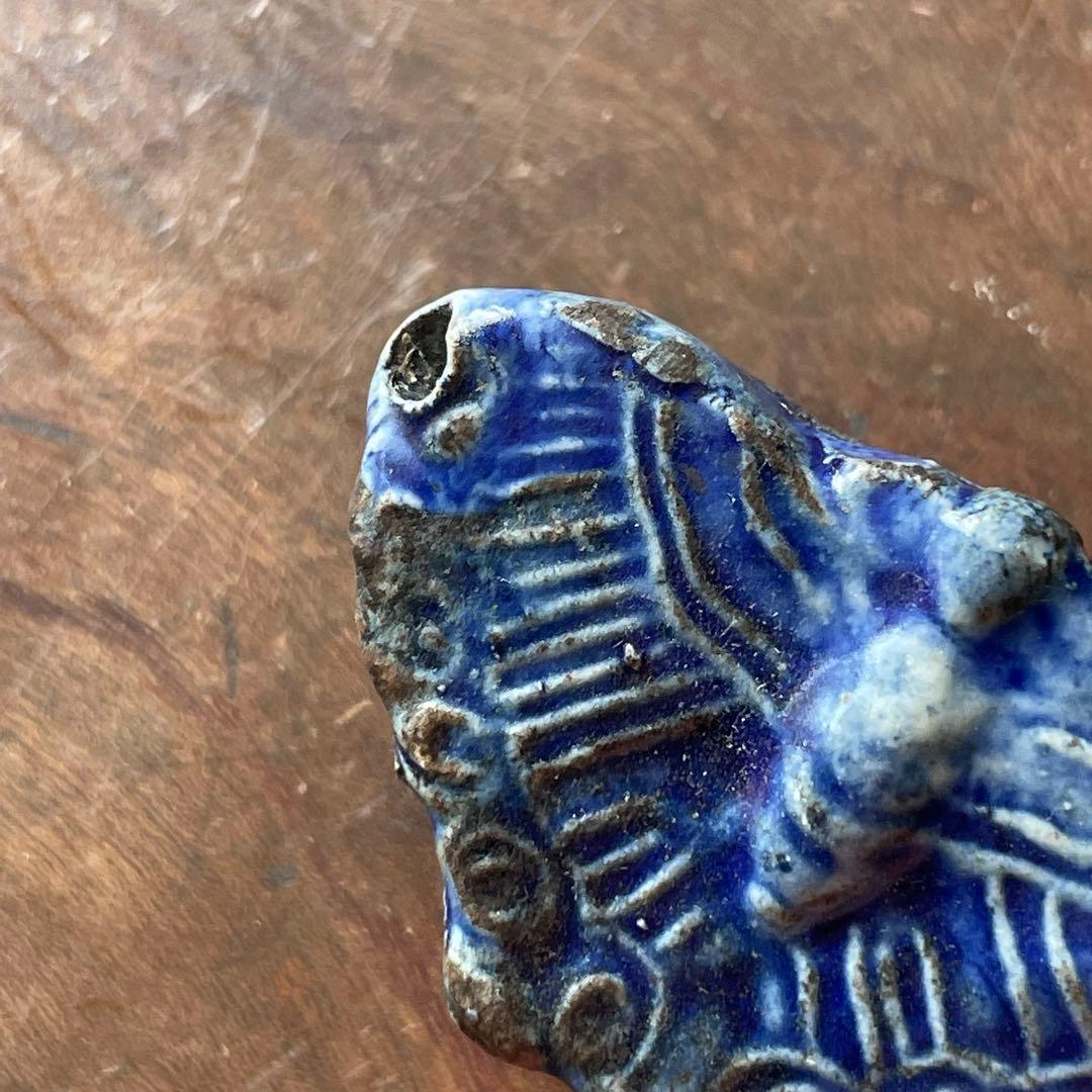 李朝　瑠璃釉　蝶形　水滴　文房具　書道具　李朝時代