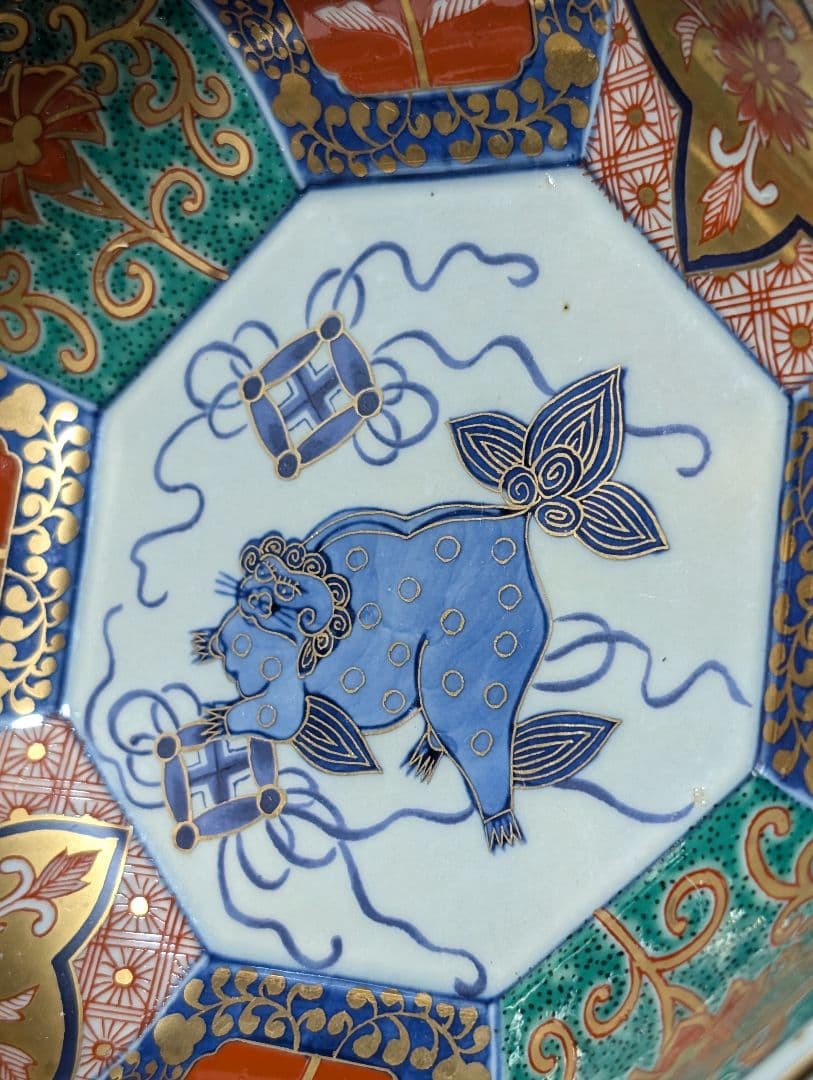 （F!!）林　九郎作　八角形の青い牛の絵皿 鉢2個セット