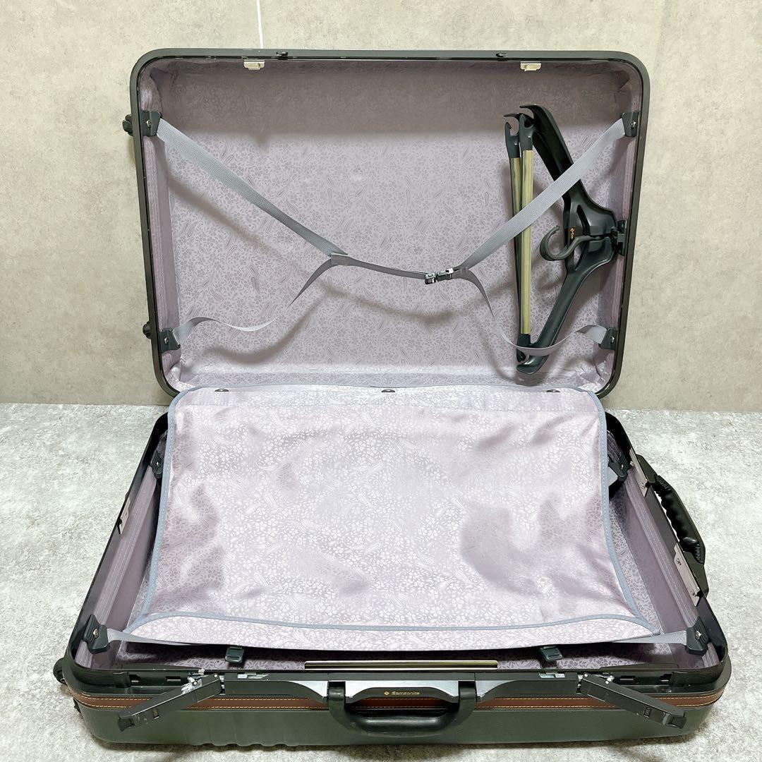 サムソナイト カーキ ハード 革 スーツケース キャリーバッグ 大容量 鍵 4輪