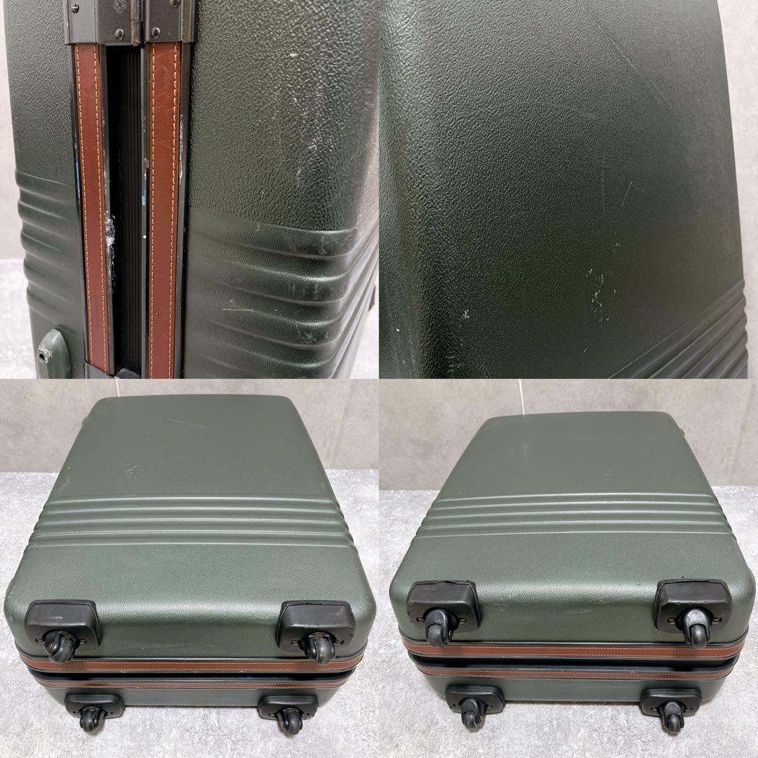 サムソナイト カーキ ハード 革 スーツケース キャリーバッグ 大容量 鍵 4輪