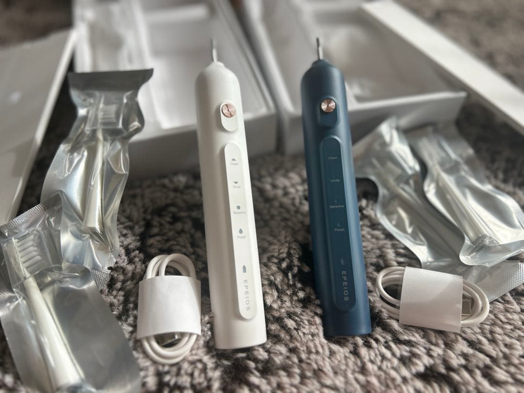 Okare! PRO｜音波電動歯ブラシ 本体 ホワイトとデニムブルー 2個セット