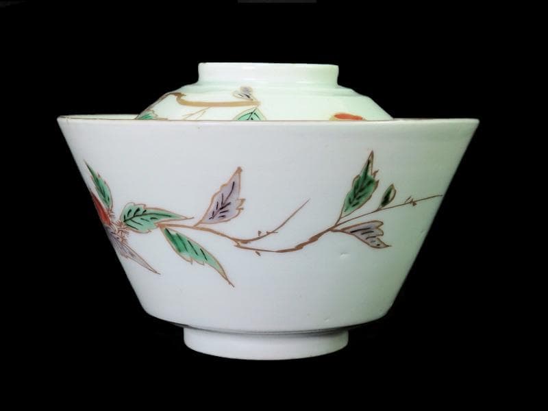 古伊万里　色絵　栗の図　蓋茶碗　江戸期　E616AS-CRp