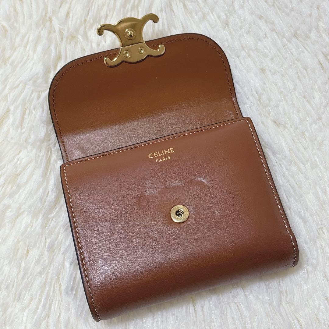極美品✨CELINE トリオンフ スモールフラップウォレット 三つ折り ブラウン