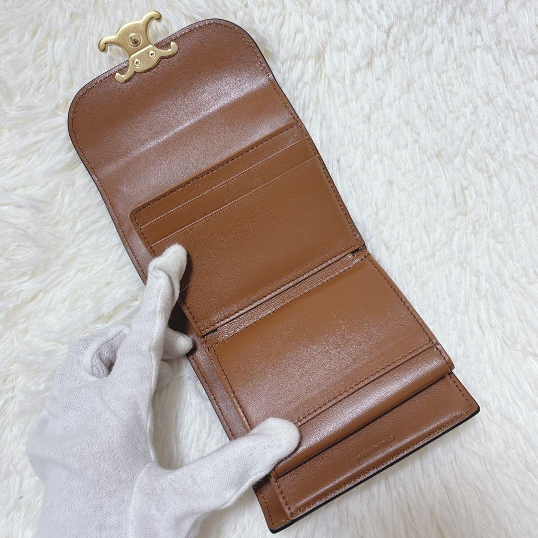 極美品✨CELINE トリオンフ スモールフラップウォレット 三つ折り ブラウン