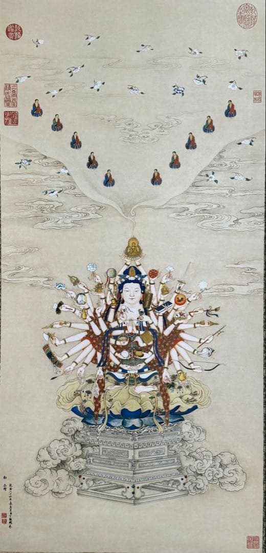 中国　清時代　丁観鵬　寶相観音圖　絹本　原色複製　◇検故宮博物館◇ 一鼎軒926