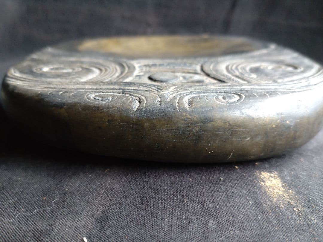 古硯(中型)　清代象嵌蓋端渓硯　アンティーク　NO.1041