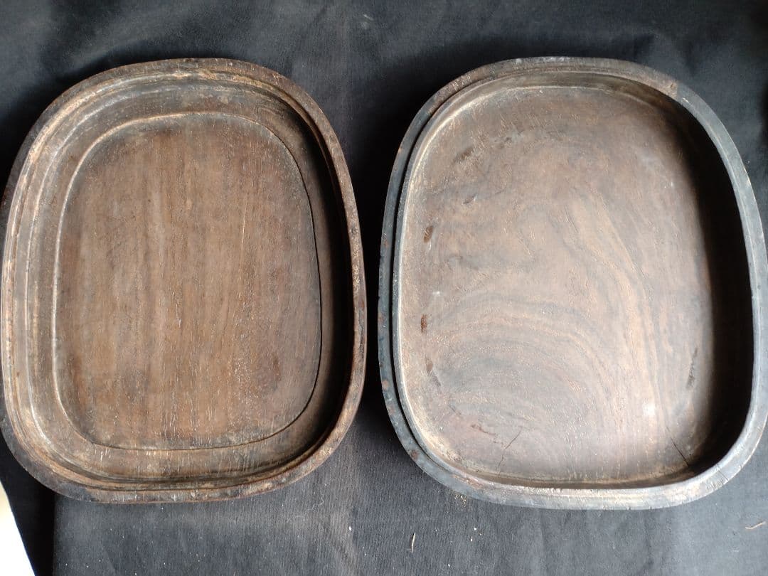 古硯(中型)　清代象嵌蓋端渓硯　アンティーク　NO.1041