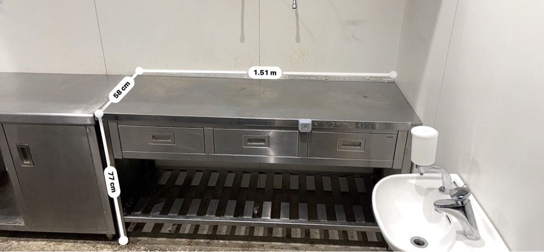 作業台 引き出し付き　ステンレス　1500x600x800