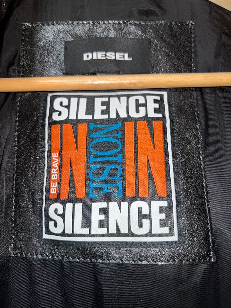 DIESEL ブラックレザーシングルライダースジャケット