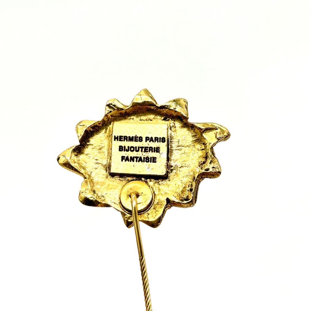 希少 レア HERMES エルメス ブローチ ピン 太陽モチーフ ゴールド サン