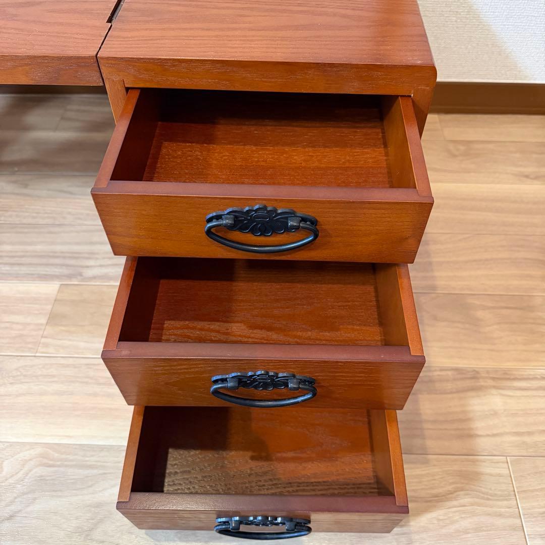 折りたたみ式文机　片袖　引き出し3杯　和家具 木製デスク　書斎