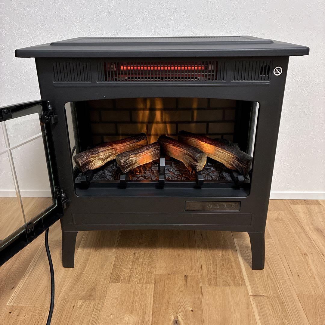 【極美品】QVCジャパン 暖炉型ヒーター ファンヒーター 暖房器具 リモコン付属