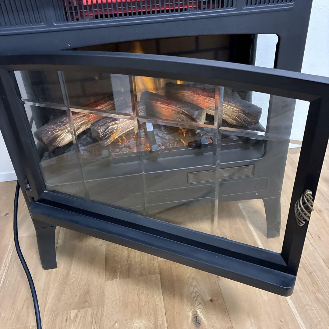 【極美品】QVCジャパン 暖炉型ヒーター ファンヒーター 暖房器具 リモコン付属