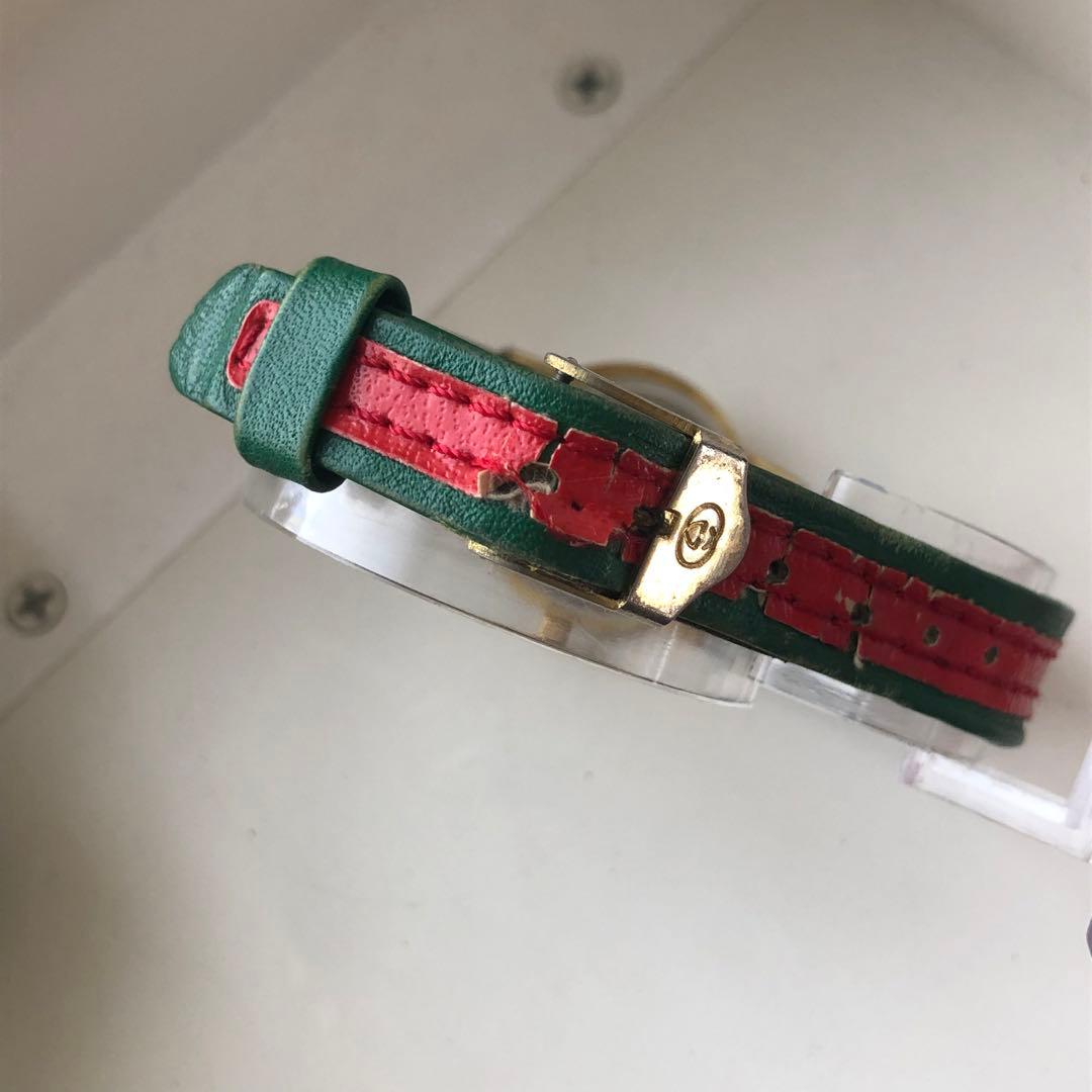 GUCCI オールドグッチ シェリーライン　 クォーツ時計 グリーン/レッド