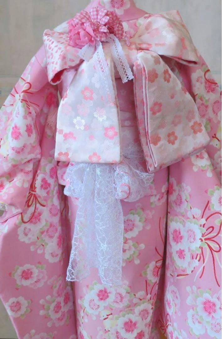 七五三　7歳　ポンポネット日本製生地着物　他13点セット　ピンク好き女の子