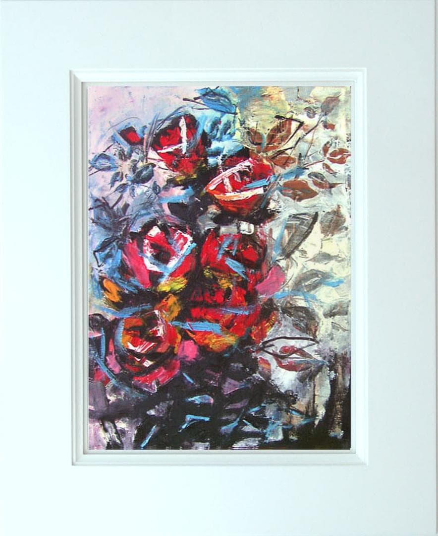 油絵 菅家令子 絵 絵画 インテリア 額付(黒) uF6-050303 花 ばら