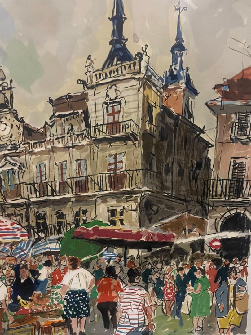 児玉幸雄「レオンの朝市」58/180 リトグラフ 直筆サイン 額装品