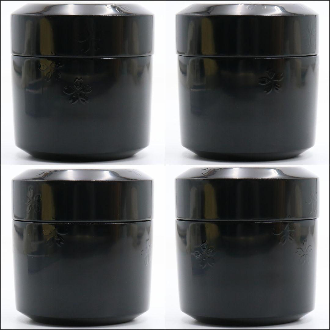 峯清作 桜文黒雪吹 棗 薄茶器 茶道具 共箱　C812　N1