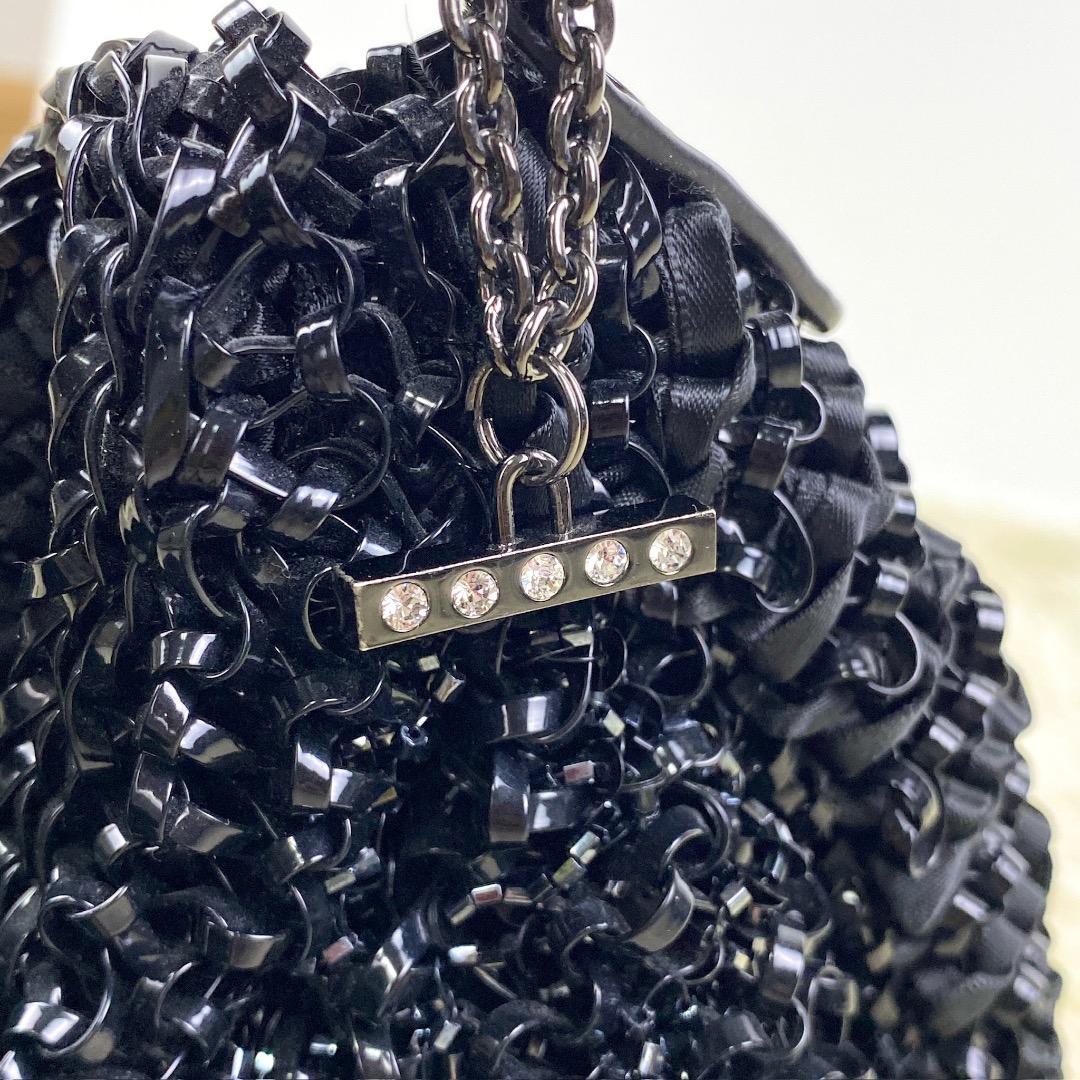 【美品】アンテプリマ ハンドバッグ ガーラ リボン グリッター ラージ 黒