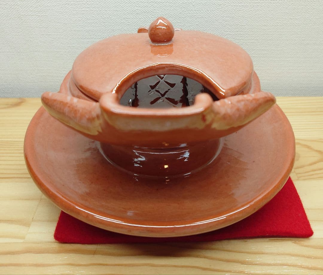 送料込【逢絢亭】茶道具 夜咄道具 するめ瓦 楽焼 赤楽 川嵜和楽 紙箱入り