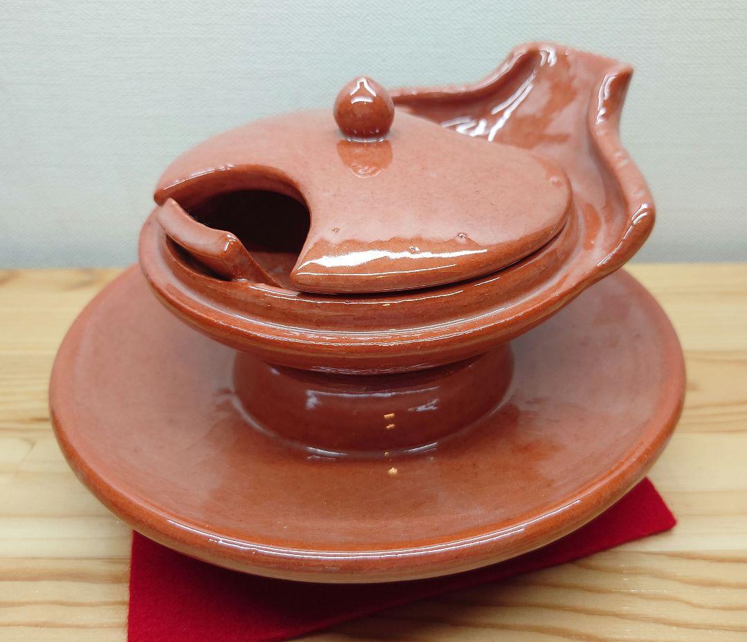 送料込【逢絢亭】茶道具 夜咄道具 するめ瓦 楽焼 赤楽 川嵜和楽 紙箱入り