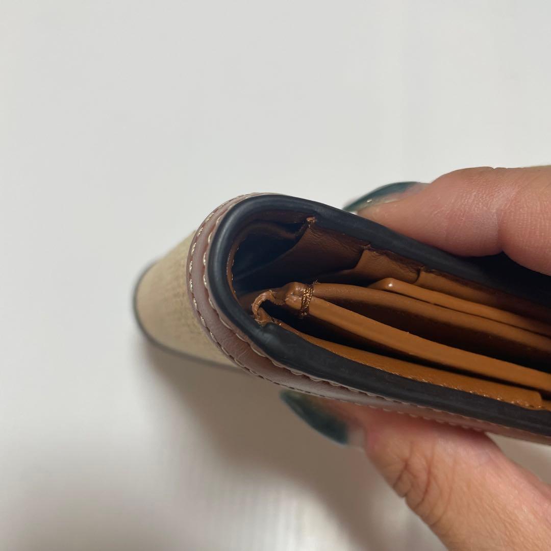 美品　セリーヌ　三つ折り財布　トリオンフ　キャンバスレザー　テキスタイル