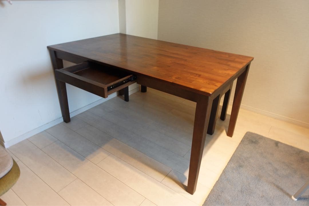 東京インテリア　天然木　引き出し付ダイニングテーブル