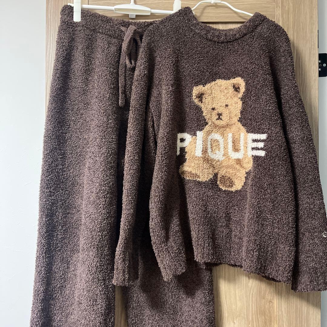 パウダーメランジベアジャガードプルオーバー&ロングパンツセット