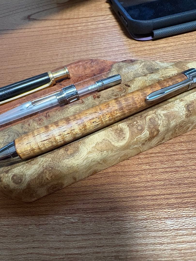 557特上　ハワイアンカーリーコア　木軸シャーペン ボールペン