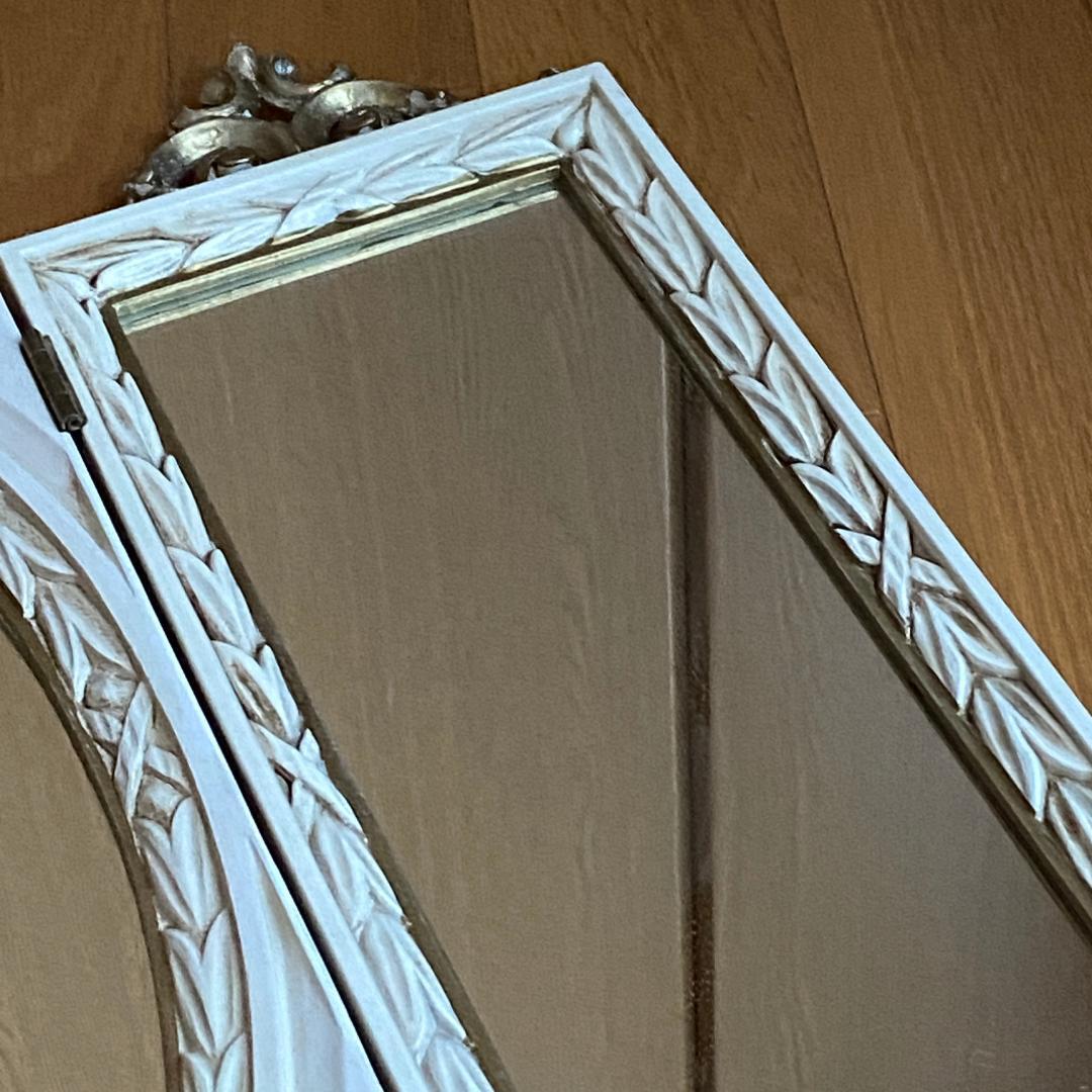 イタリア製 アンティーク風 卓上ミラー 壁掛け鏡 三面鏡