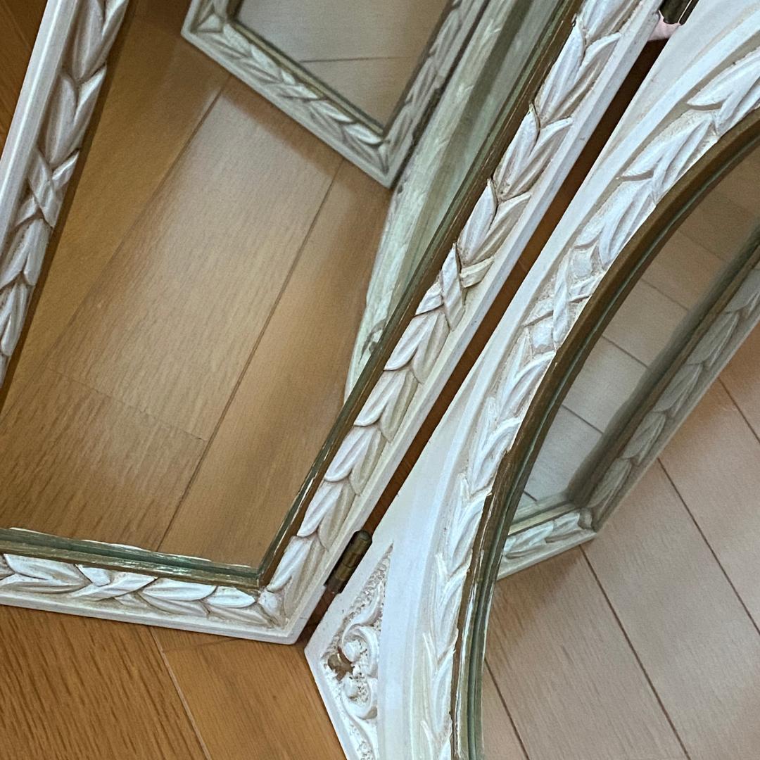 イタリア製 アンティーク風 卓上ミラー 壁掛け鏡 三面鏡