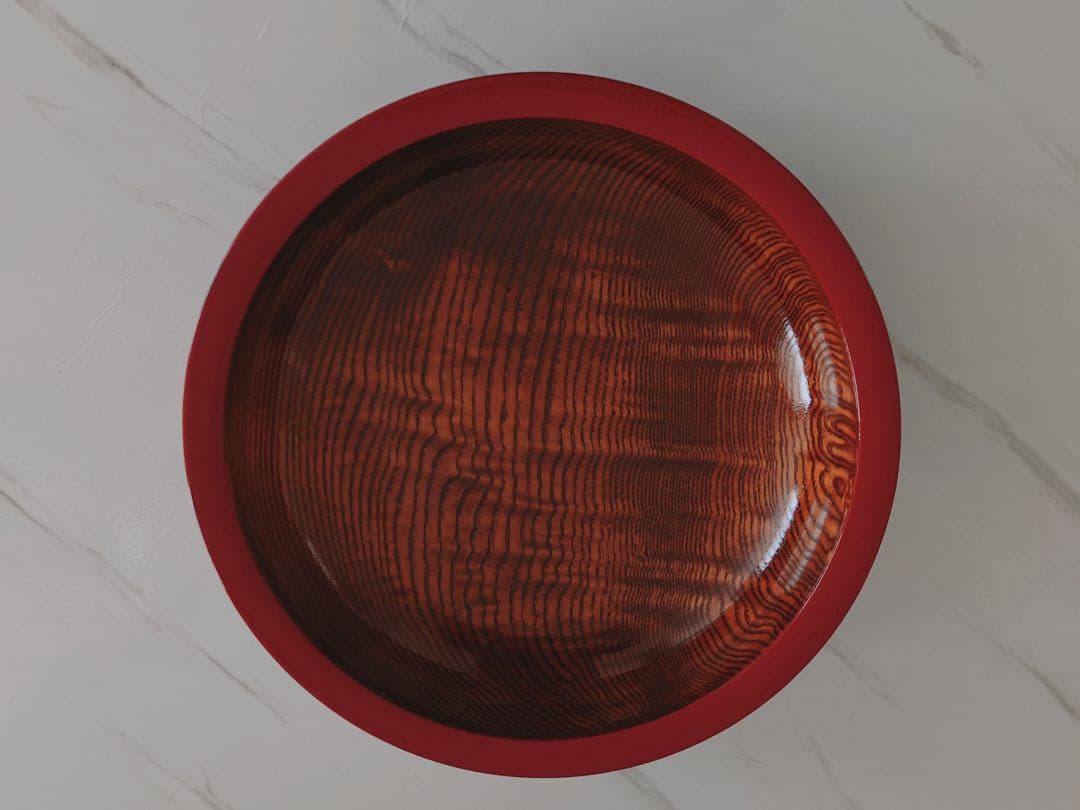 深鉢栃 ；面朱 32.5cm木製国産 漆塗り　未使用品