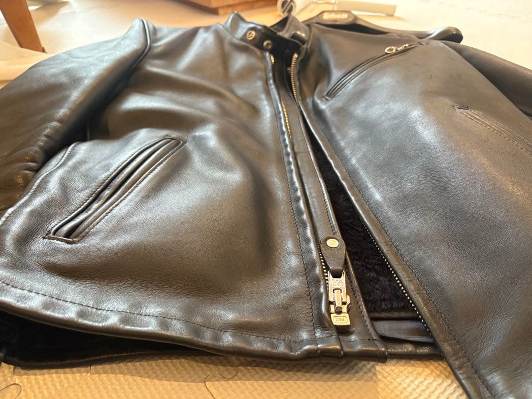 （美品）Schott ブラック シングルライダースジャケット641