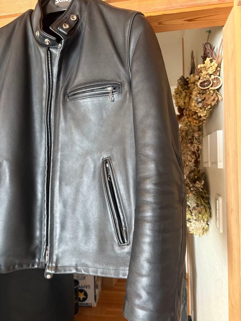 （美品）Schott ブラック シングルライダースジャケット641