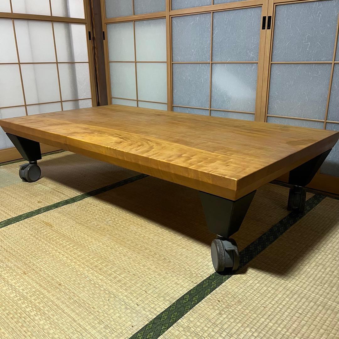9/30まで掲載！　一枚板　ローテーブル　キャスターつき　コーヒーテーブル
